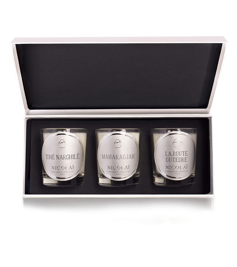 Photo de Coffret trio Thé Narghilé, Maharadjah, La route du cèdre - bougies 70g