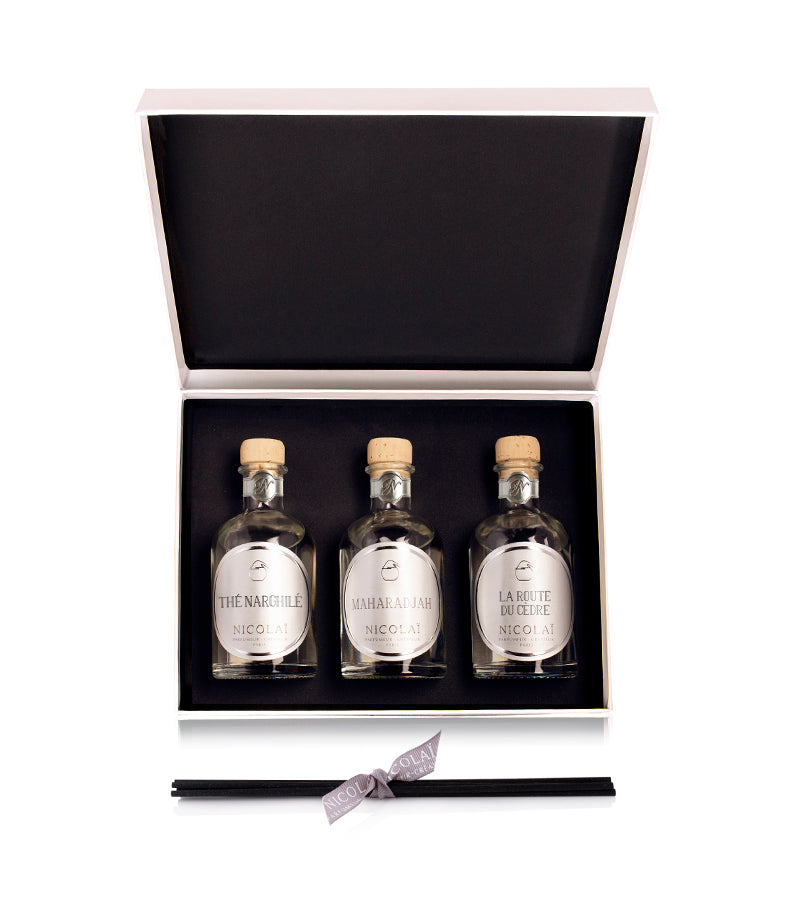 Photo de Coffret trio Thé Narghilé, Maharadjah, La route du cèdre - bambous 100ml
